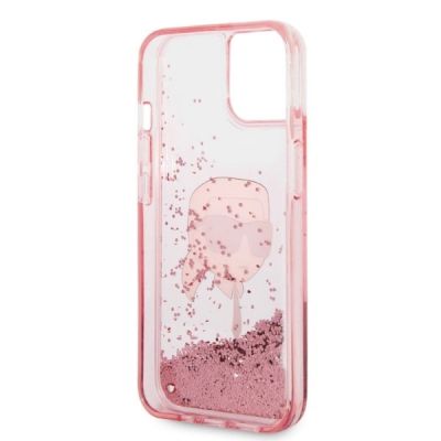 7. Karl Lagerfeld Glitzer Karl's Head Hülle für iPhone 14 Plus – Rosa
