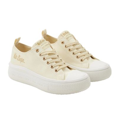 Lee Cooper Damenschuhe, sportliche Sneaker, beige Plateau, modisch