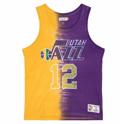 Mitchell & Ness NBA Utah Jazz John Stockton Tanktop aus Baumwolle mit Batikmuster - TTNK3206-UJAYYJSTYWPR