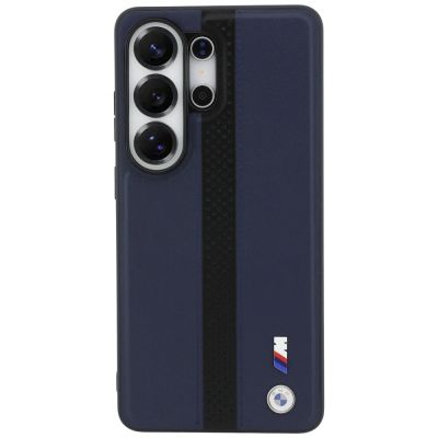 3. BMW MagSafe-Hülle mit perforiertem Streifenlogo für Samsung Galaxy S26 Ultra – Marineblau