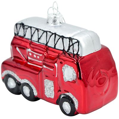 3. Glas-Christbaumkugel in Form eines Feuerwehrautos SASKA GIFT & DECOR