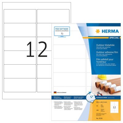 3. HERMA 9538 Selbstklebeetiketten Rechteckig Weiß 480 Stück.