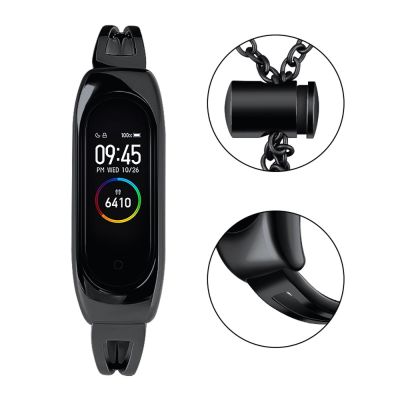 7. Metallarmband für Xiaomi Mi Band 3 / 4 / 5 / 6 Band Strap - Schwarz