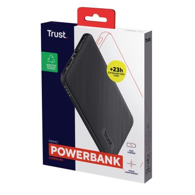6. Powerbank TRUST Primo Ultra Thin Eco 5000mAh Schwarz