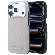 Karl Lagerfeld MagSafe Hülle mit Logo aus genarbtem Monoharz für iPhone 17 Pro / 18 Pro – Pink