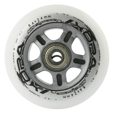 19. PU 84x24 82A WEISS (4 Stück) + ABEC-7 CHROM (8 Stück) NILS EXTREME SET