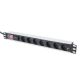 7. Digitus PDU 19" Rackmount-Steckdosenleiste, 7 Schuko-Steckdosen, 2,0 m Kabel, 1 Unischuko-Stecker, 16 A, Ein/Aus-Schalter, Überspannungsschutz, Aluminiumprofil