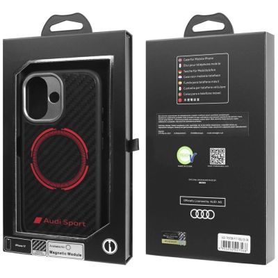10. Audi RSQ Carbon Fiber Sport Red Circle MagSafe Case für iPhone 17 - Schwarz