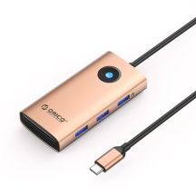 Orico PW11 6-in-1 USB-C Dockingstation (3x USB-A 3.0, 1x USB-C PD 100W, 1x HDMI 4K 30Hz, 1x RJ45 2,5G Ethernet) – Roségold