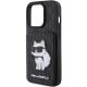 6. Karl Lagerfeld Saffiano Kartenfächer und Ständer Monogram Choupette Hülle für iPhone 15 Pro – Schwarz