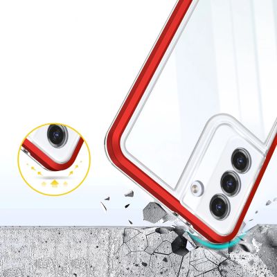 5. Klare 3in1 Hülle für Samsung Galaxy S23 Silikonhülle mit Rahmen rot