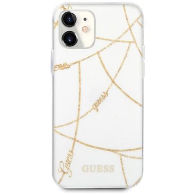 3. Guess, GUHCP12SPCUCHWH iPhone 12 mini 5,4" weiß/weißes Hardcase Gold Chain Collection