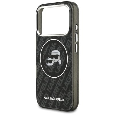 6. Karl Lagerfeld IML Glitter Karl&Choupette Heads Logo MagSafe Case für iPhone 17 Pro - Schwarz