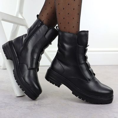 6. Rieker Y3160-00 Damen-Ankle-Boots aus schwarzem Leder