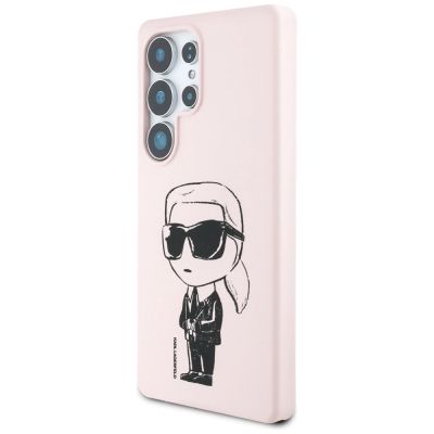 2. Karl Lagerfeld Silikon Graffiti Ikonik Gedrucktes Logo MagSafe Hülle für Samsung Galaxy S25 Ultra - Rosa