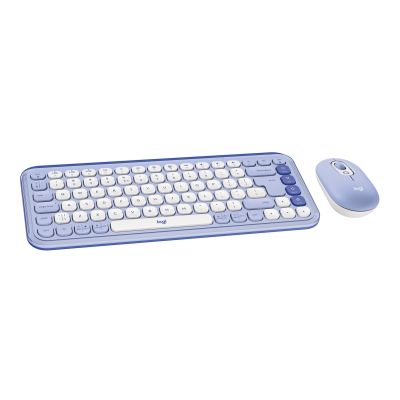 5. Logitech Pop Icon Combo Tastatur und Maus inklusive, universelle Bluetooth-QWERTZ-Tastatur, türkisch-lila, weiß