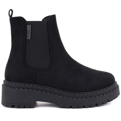 6. Schwarze Wildleder-Ankle-Boots mit Plateau für Damen, Big Star UU274858