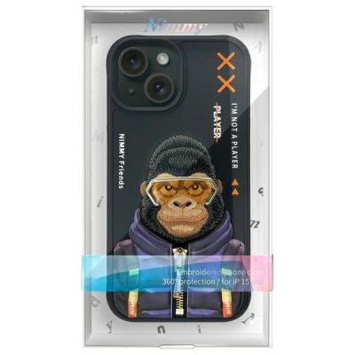 13. Nimmy Cool&Cute 2.0 Monkey Hülle für iPhone 15 - Schwarz