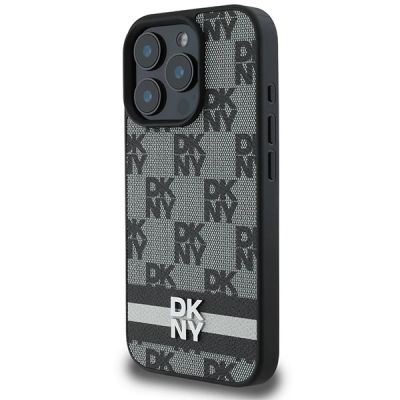 2. DKNY Schutzhülle mit Karomuster und bedruckten Streifen für iPhone 16 Pro Max, Schwarz