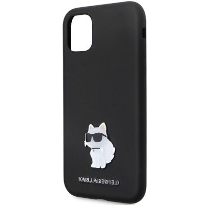 6. Karl Lagerfeld KLHCN61SMHCNPK Hülle für iPhone 11 / Xr – schwarzer Silikon-C-Metallstift