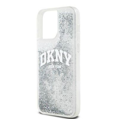 6. DKNY Liquid Glitter Big Logo Hülle für iPhone 15 Pro – Weiß