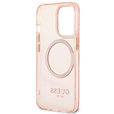 7. Guess GUHMP13LHTCMP iPhone 13 Pro / 13 6,1" rosa/rosa Hartschale Gold Outline Translucent MagSafe
