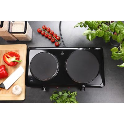 9. ELDOM Elektroherd mit zwei Kochstellen PG22, 2500 W, stufenlose Temperaturregelung, Plattendurchmesser 18,5 cm + 15,5 cm
