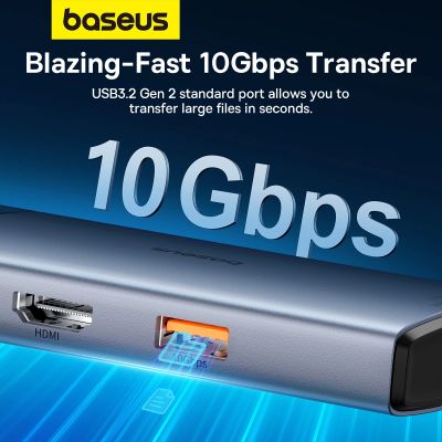 15. USB HUB 6in1 Baseus Metal Gleam Series II USB-A/USB-C/USB-C PD/HDMI/RJ45 - schwarz