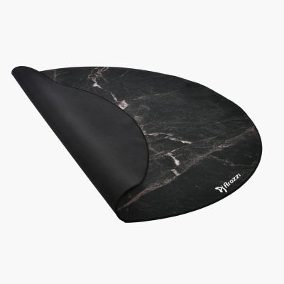 5. Arozzi Zona Runde Bodenmatte Schwarz, Marmoroptik Mikrofaser, Gummi