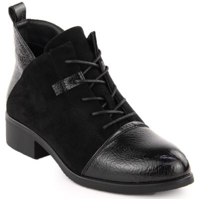 11. Damen-Wildleder-Stiefeletten, gefüttert, schwarz M.Daszyński MR2458-7