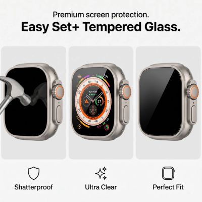 14. Tech-Protect Easy Set+ Panzerglas 2er-Pack für Apple Watch Ultra 1/2 49 mm – Klar