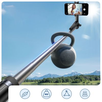 9. Wozinsky WC1Y70S Selfie-Stick, Teleskopstativ 1,7 m mit Handyhalterung – schwarz
