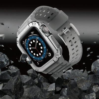 6. Protect Strap Band für Apple Watch 38/40/41mm Panzergehäuse Armband - Grau, Silber