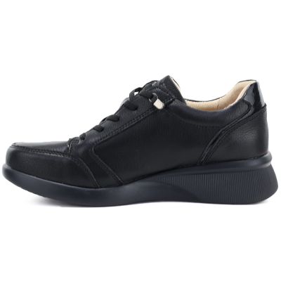 7. Bequeme, schwarze Keilschuhe aus Leder für Damen, Vinceza 79644
