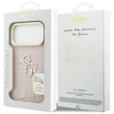 8. Guess Grained Big 4G & Stand Camera Case für iPhone 17 Pro Max - Pink