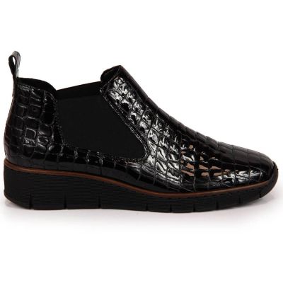 56. Rieker W R474 Schlangenleder Stiefeletten schwarz