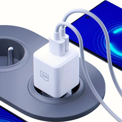 11. 3mk Hyper GaN Ladegerät 20W QC4+ PD PPS USB-C USB-A Wandladegerät - Weiß
