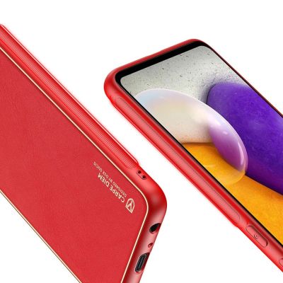 8. Elegante Hülle aus Kunstleder für Samsung Galaxy A72 4G rot