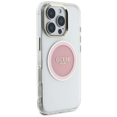 4. Guess IML Metal Colored Circle Classic Logo MagSafe iPhone 16 Pro Hülle - Rosa