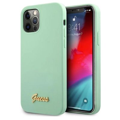 Guess Metal Logo Script Case für iPhone 12 Pro Max 6,7" - Grün