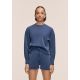 CASALL Damen-Sweatshirt mit Rundhalsausschnitt in Pfirsichfarbe, Marineblau