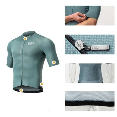 4. Rockbros 15120014016 ROAD TO SKY Herren-Radtrikot Kurzarm S - Grau-Blau