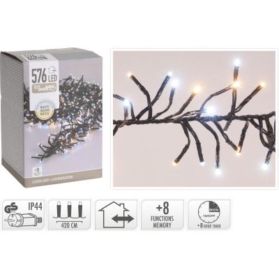 16. WEIHNACHTSLICHTER LICHTERKETTE 576 LED TIMER KALT-WARMWEISS