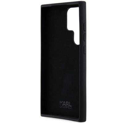 7. Karl Lagerfeld Silikon Choupette Metal Pin Hülle für Samsung Galaxy S24 Ultra – Schwarz