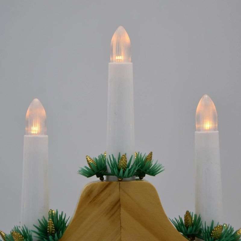 3. Adventskerzenhalter aus Holz, 7 Lichter, batteriebetrieben