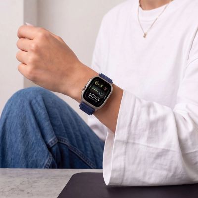 7. Tech-Protect Nylon Pro Armband für Apple Watch 44 / 45 / 46 / 49 mm – Marineblau