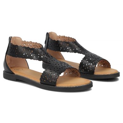 5. Schwarze Damen-Sandalen mit Lochmuster, Filippo DS7889