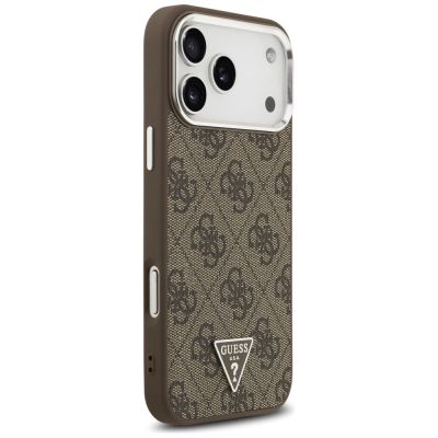 4. Guess 4G Triangle Logo MagSafe Hülle für iPhone 18 Pro Max / 17 Pro Max – Braun & Silber