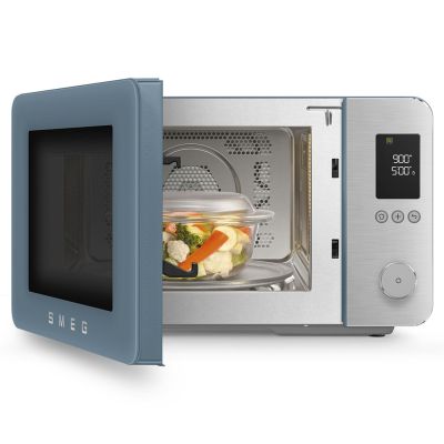 11. Smeg MOC02SBMEU Mikrowelle, blau, Kombi-Mikrowelle für die Arbeitsplatte, 27 l, 900 W