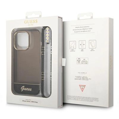 7. Guess Translucent Pearl Strap Case für iPhone 14 Pro - Schwarz